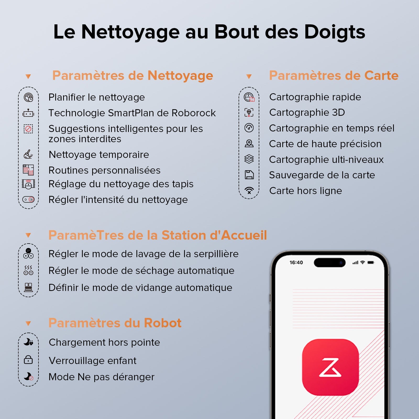 Roborock Qrevo Edge S5A Aspirateur Robot – Station de Lavage Automatique, Patins Rotatifs Relevables, Idéal pour Tapis