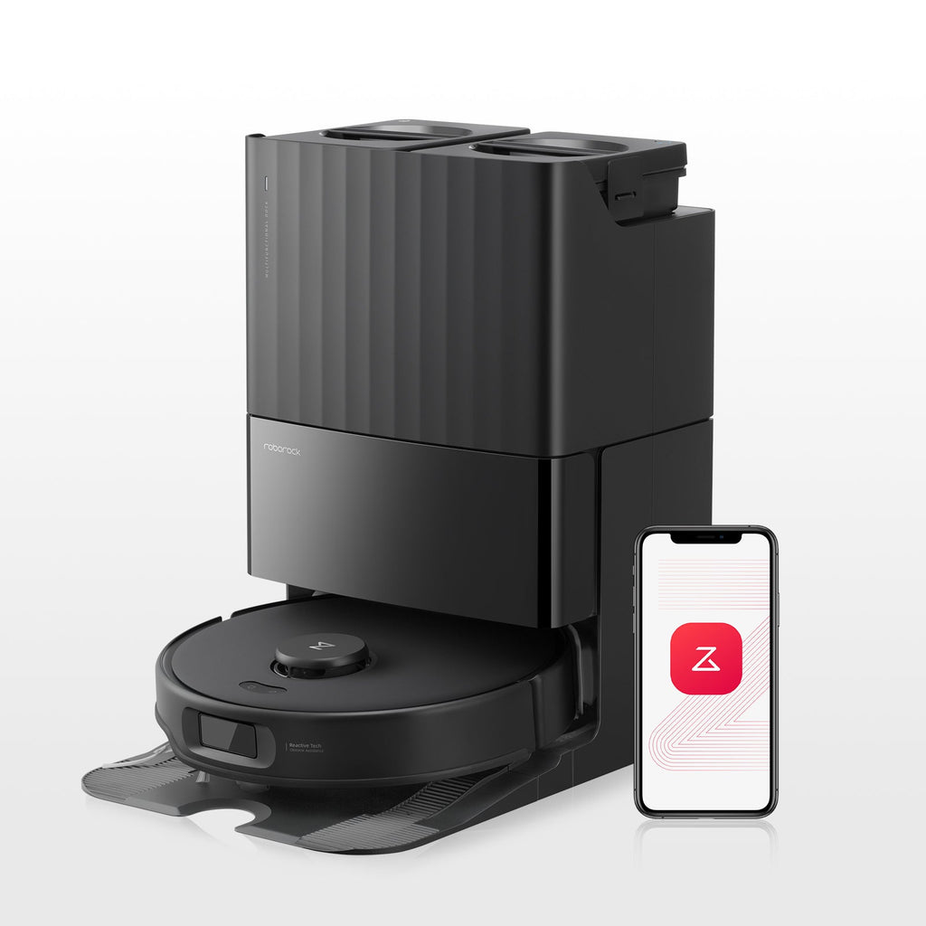 Roborock Qrevo Edge S5A Aspirateur Robot – Station de Lavage Automatique, Patins Rotatifs Relevables, Idéal pour Tapis