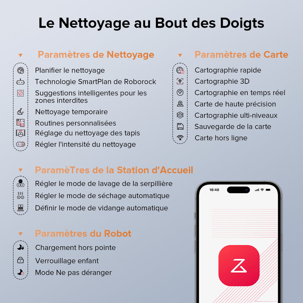 Roborock Qrevo Edge S5A Aspirateur Robot – Station de Lavage Automatique, Patins Rotatifs Relevables, Idéal pour Tapis