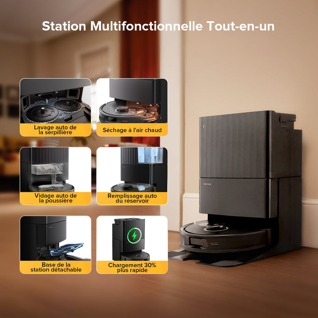 Roborock Qrevo S5V ( Qrevo Pro amélioré ) robot aspirateur laveur avec station d’accueil multifonctionnelle