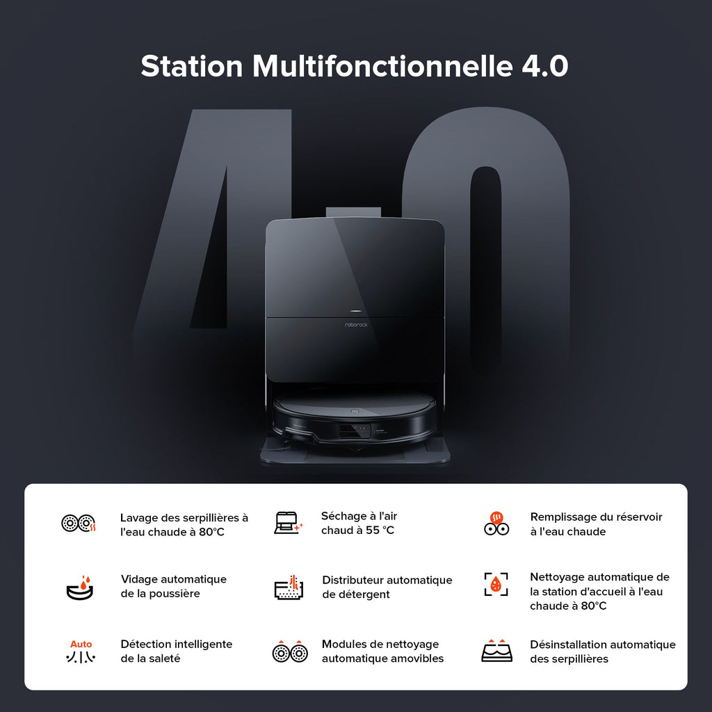 Roborock Saros 10R Aspirateur Robot – Design Ultraplat 3,14", Roues à Trois Niveaux pour Soulèvement Polyvalent, Noir