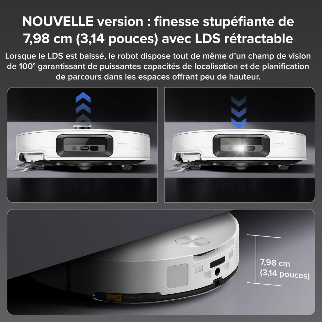 Roborock Saros 10 ( S8 MaxV Ultra amélioré ) robot aspirateur laveur avec station d’accueil multifonctionnelle RockDock® Ultra