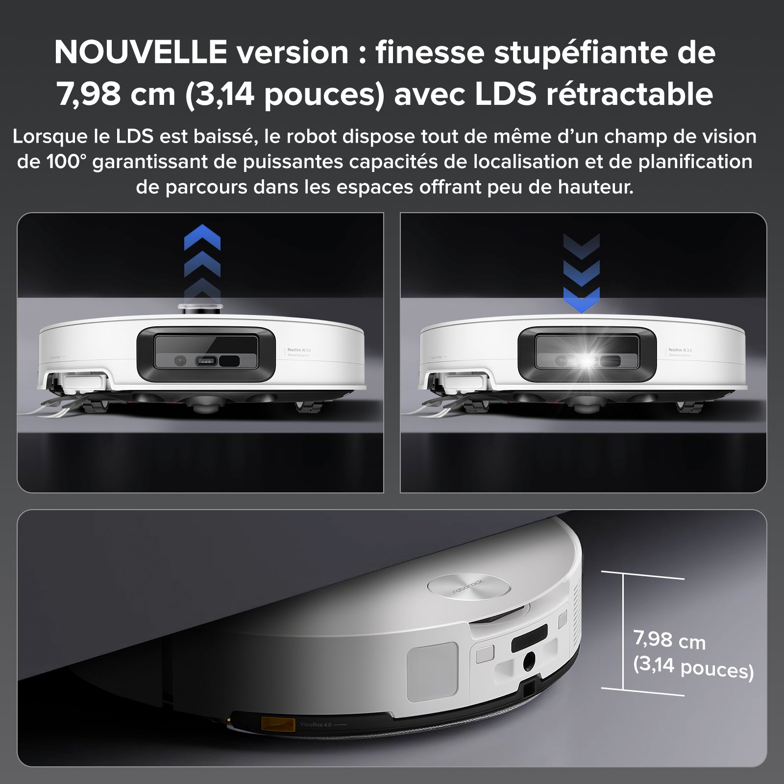 Roborock Saros 10 ( S8 MaxV Ultra amélioré ) robot aspirateur laveur avec station d’accueil multifonctionnelle RockDock® Ultra