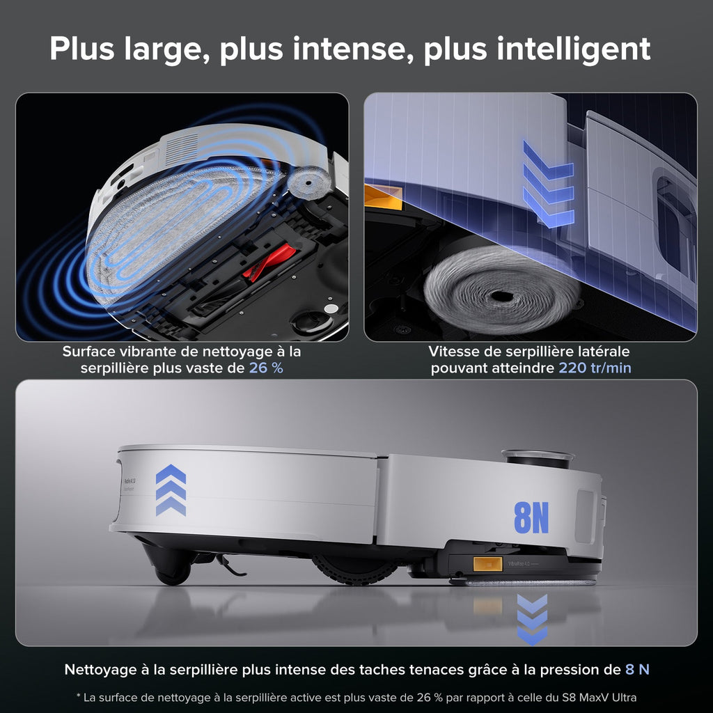 Roborock Saros 10 ( S8 MaxV Ultra amélioré ) robot aspirateur laveur avec station d’accueil multifonctionnelle RockDock® Ultra