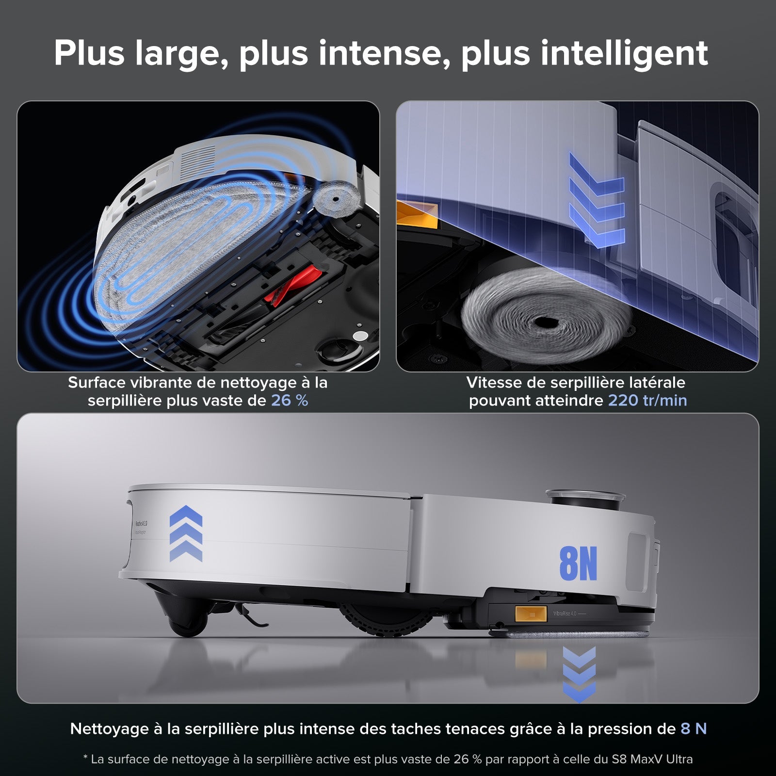 Roborock Saros 10 ( S8 MaxV Ultra amélioré ) robot aspirateur laveur avec station d’accueil multifonctionnelle RockDock® Ultra