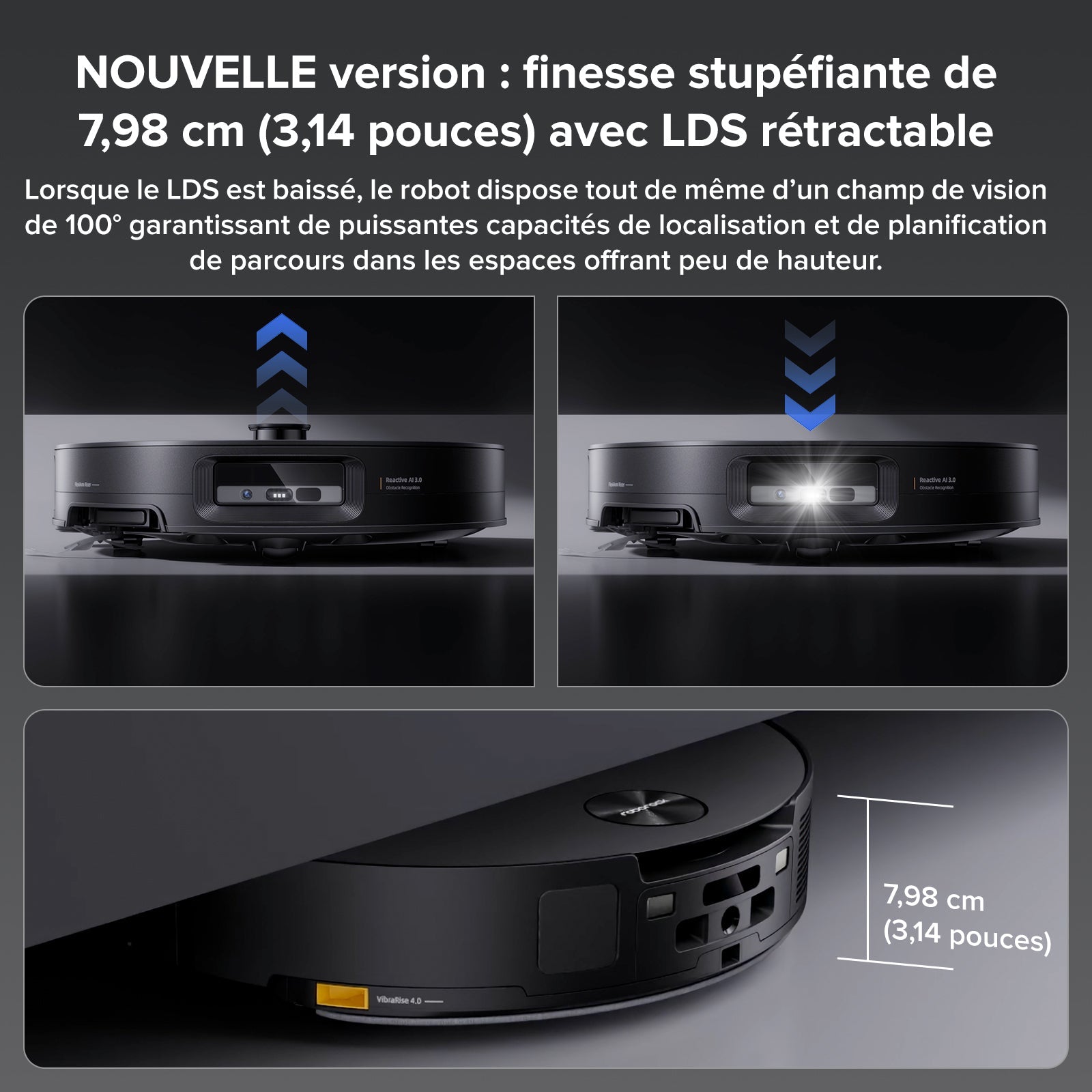 Roborock Saros 10 ( S8 MaxV Ultra amélioré ) robot aspirateur laveur avec station d’accueil multifonctionnelle RockDock® Ultra