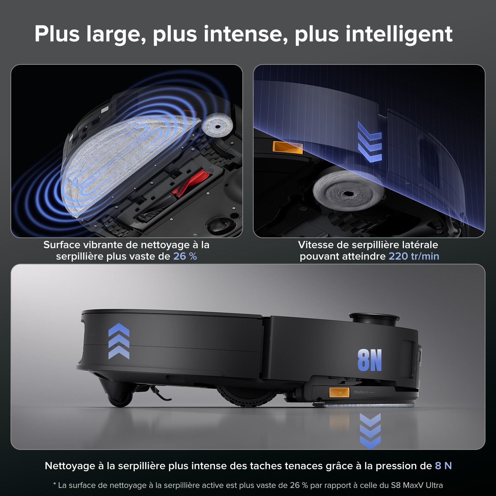 Roborock Saros 10 ( S8 MaxV Ultra amélioré ) robot aspirateur laveur avec station d’accueil multifonctionnelle RockDock® Ultra