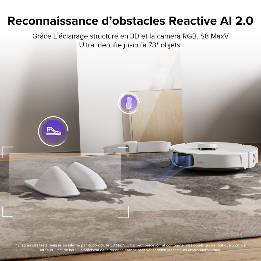 Roborock S8 MaxV Ultra aspirateur robot laveur avec Station RockDock® Ultra 8-en-1