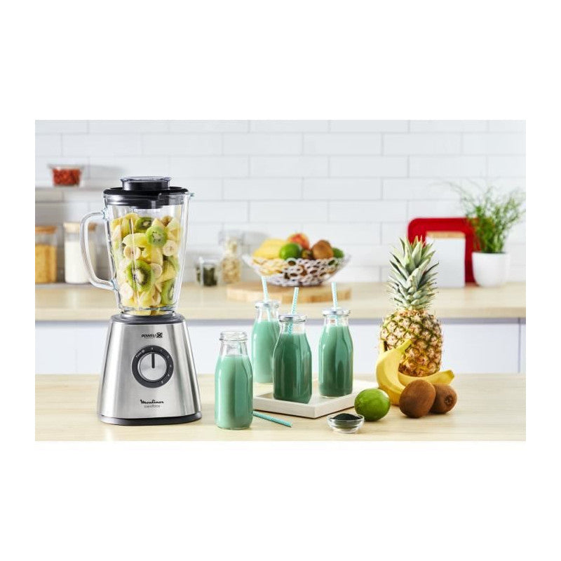Moulinex blender mixeur, puissance 800 w, lames inox, 5 vitesses, bol verre thermique 1,75 l Seb