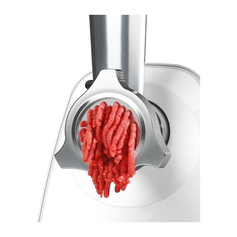 Hachoir A Viande -   - Mfw2514w Smartpower - Blanc - Moteur Bloqué 1500 W - 1,7 Kg/mn - 2 Grilles De Hachoir - Râpeur/émi Bosch