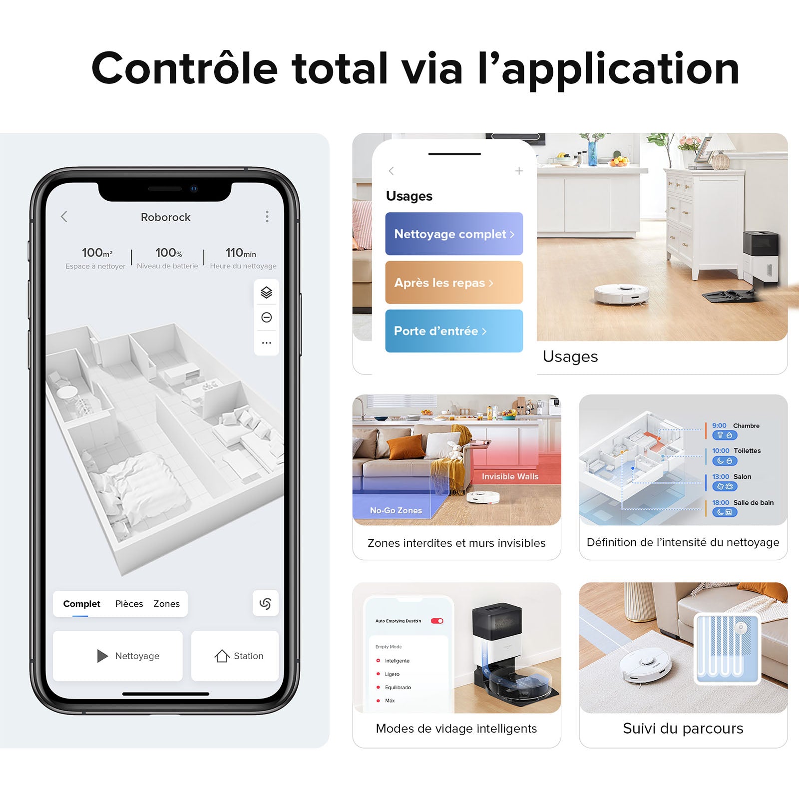 Roborock Q7 Max robot aspirateur avec puissance d’aspiration de 4 200 Pa