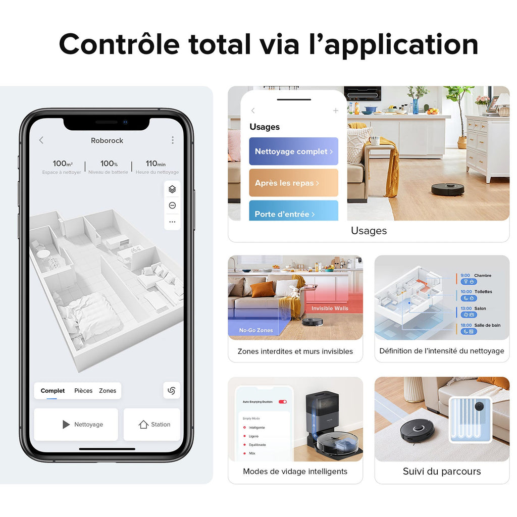 Roborock Q7 Max+ robot aspirateur avec station de vidage automatique