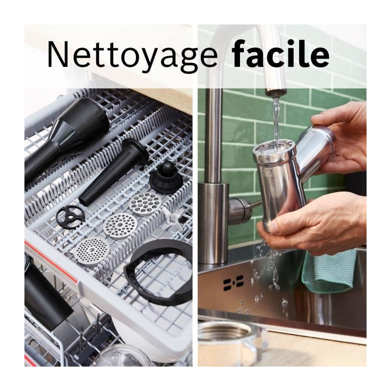 Hachoir A Viande -   - Mfws420w Série 4 - Blanc - 500 W - Moteur Bloqué 1900 W - 2,5 Kg/mn - 2 Vitesses - 2 Grilles De Hac Bosch