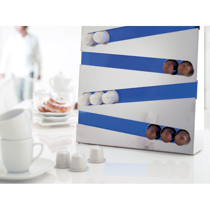 Support compatible avec les capsules Nespresso, 32 dosettes, Acier inoxydable, ZIG ZAG Don Hierro