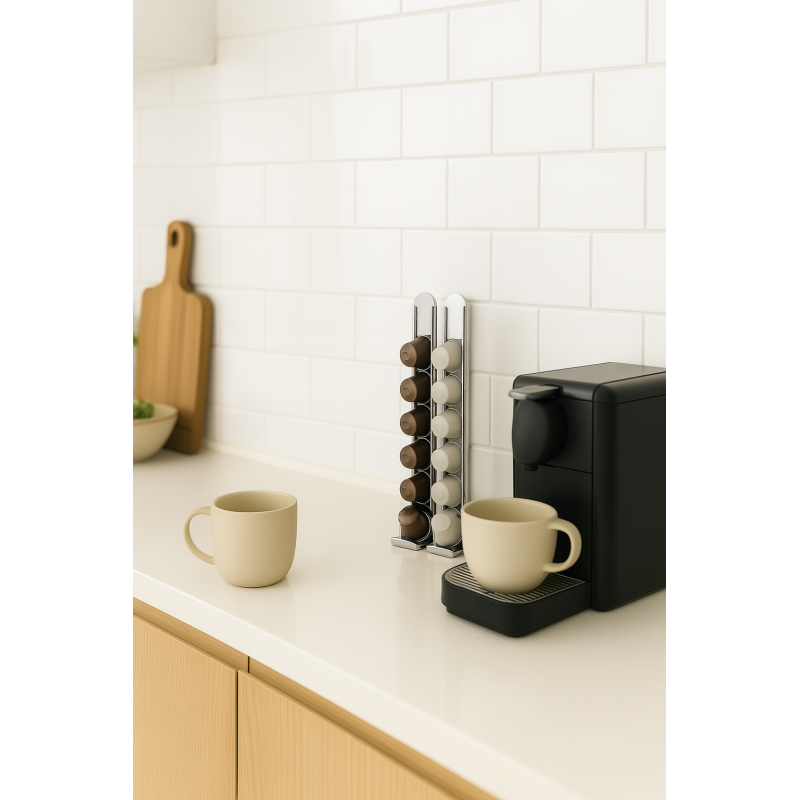 Lot de 2 supports muraux compatibles avec les capsules de café Nespresso, acier inoxydable, KAPSULAS Don Hierro