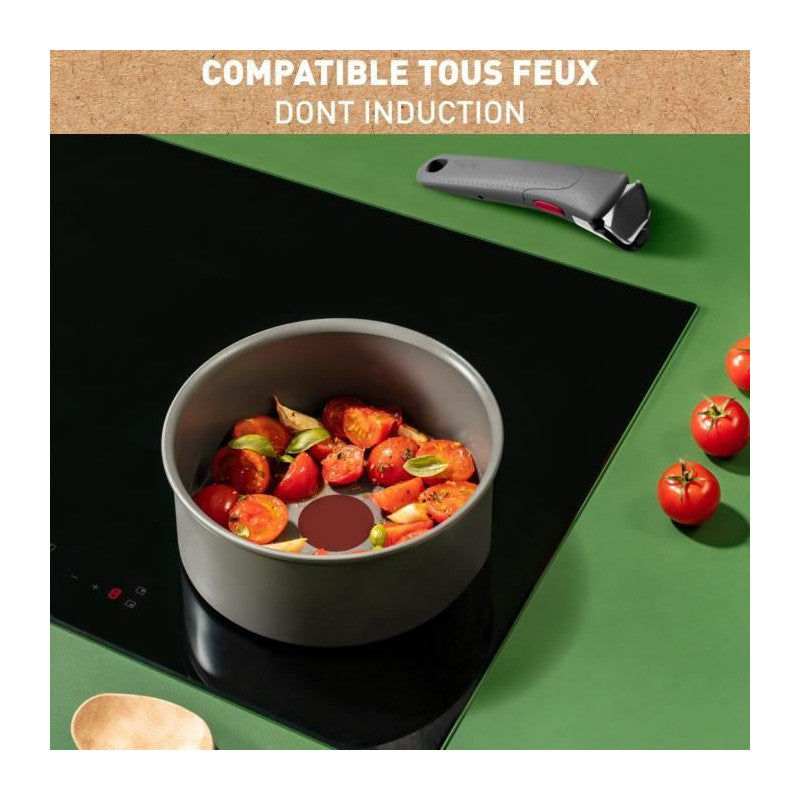Tefal Ingenio Lot De 3 Pieces, Poele 28 Cm, Casserole 18 Cm, Poignée, Induction, Céramique, Fabriqué En France, Renew L260930 Seb