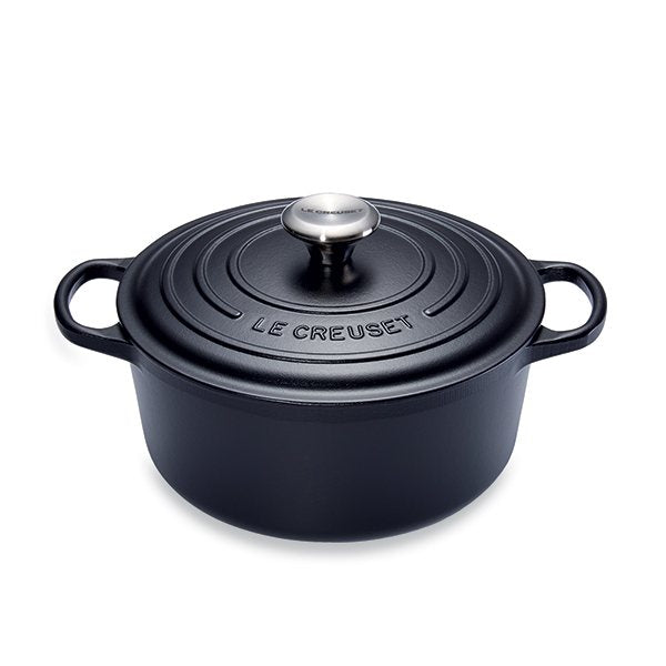Cocotte fonte rond 20 cm noir mat Le Creuset