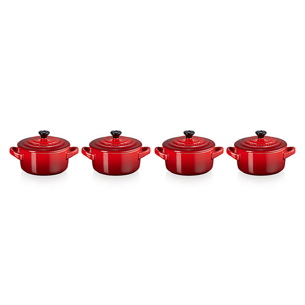 Set 4 mini-cocottes céramique 10 cm Cerise Le Creuset