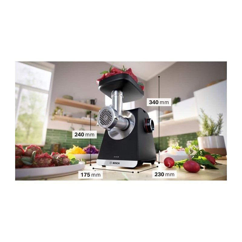 Hachoir A Viande   Série 6 Mfws650b - 500 W - 3,5 Kg/mn - 3 Grilles De Hachoir - Noir Bosch