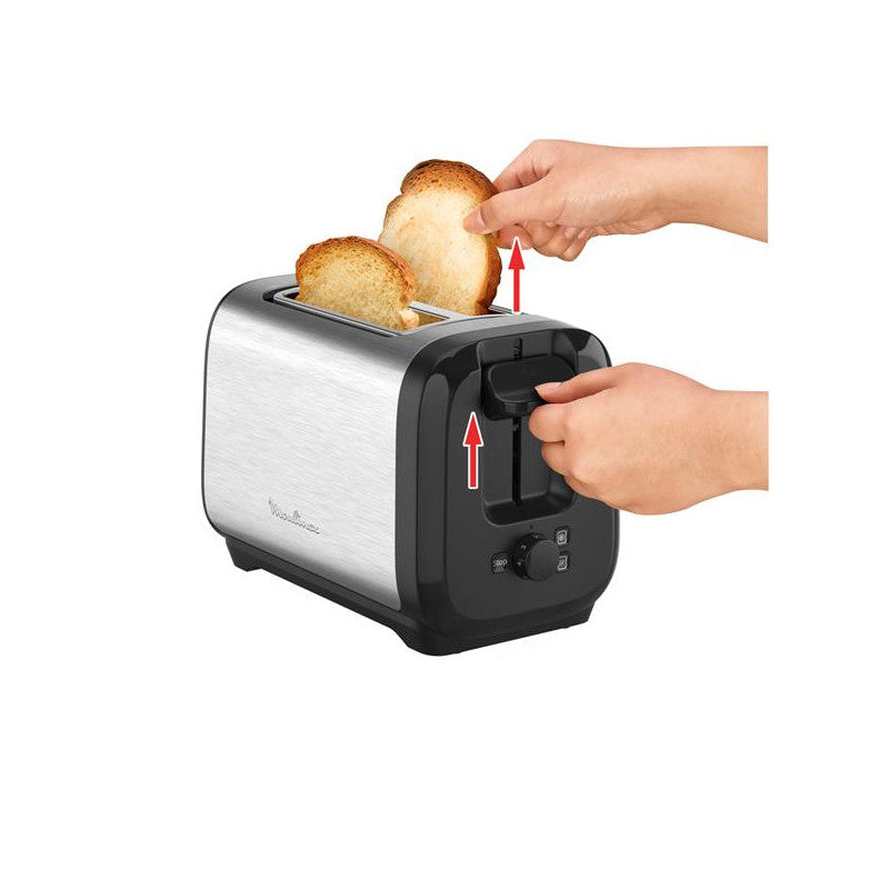 Toaster 1100w  Chauffe Rapide Subito Inox Noir   - Lt5s0de0 Moulinex