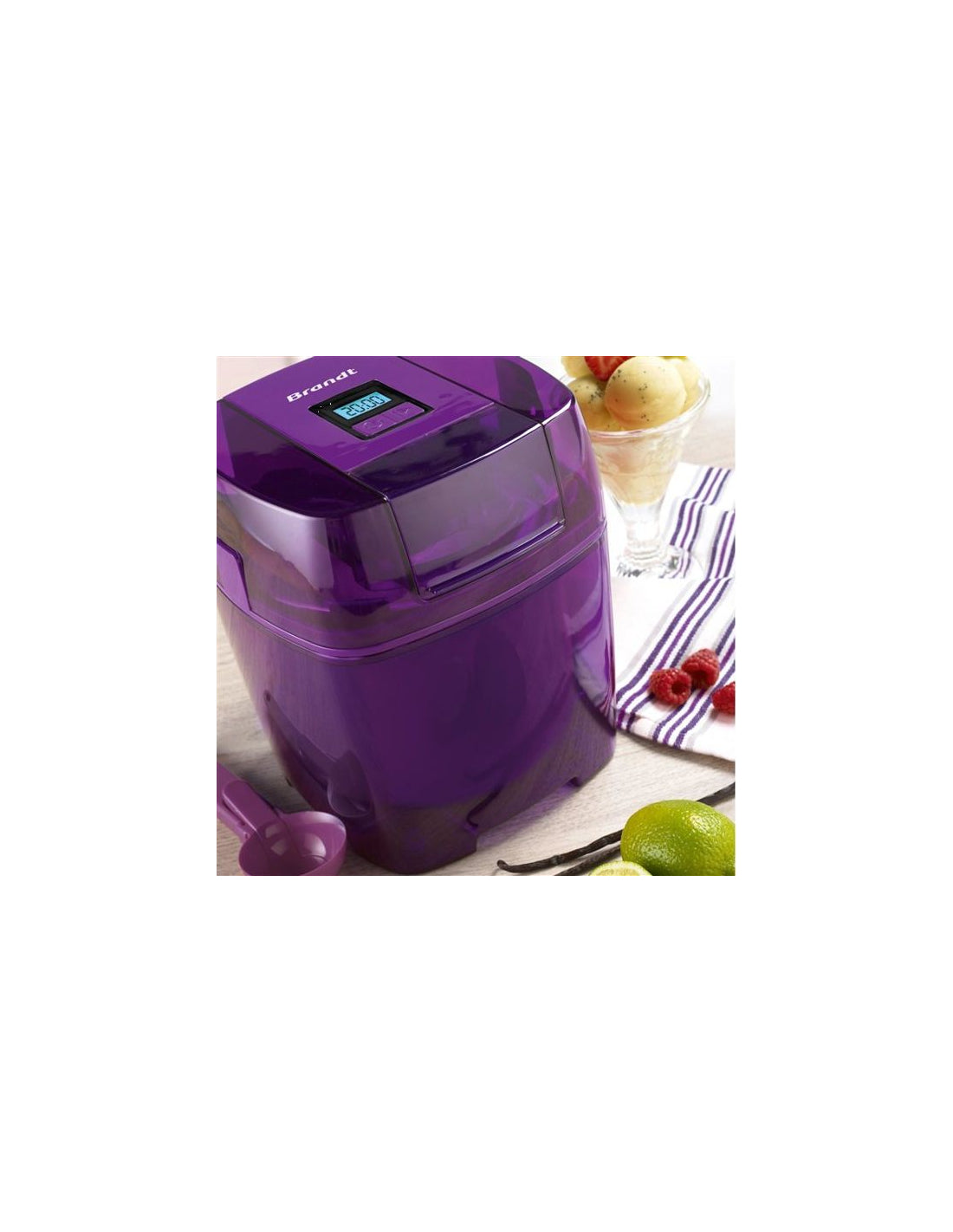 Sorbetiere 1,6l Accumulateur De Froid 10h Bol Amovible Prune Brandt