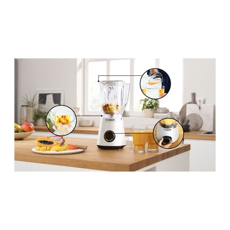 Blender Vitapower -   - Mmb6141w - 1200 W - 30000 Trs/min - 2 Vitesses + Turbo - Bol 2 L - 4 Lames Amovibles - Blanc Bosch
