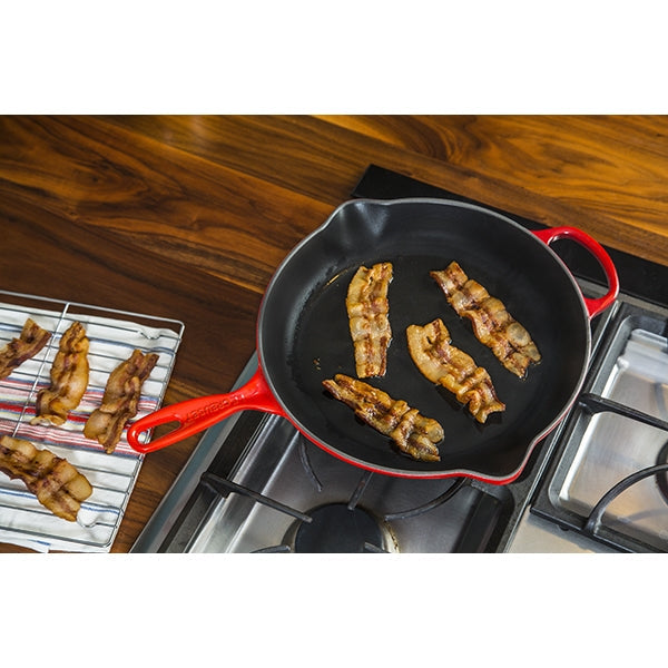 Grill Skillet rond fonte émaillée 23 cm Cerise Le Creuset