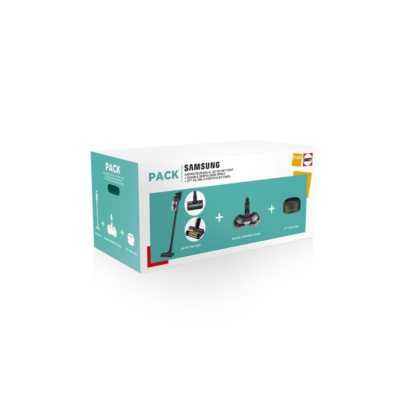 Aspirateur Balai   Pack Jet 85 Pet Vert + Double Serpilliere Spray + 2eme Filtre A Particules Fines Samsung