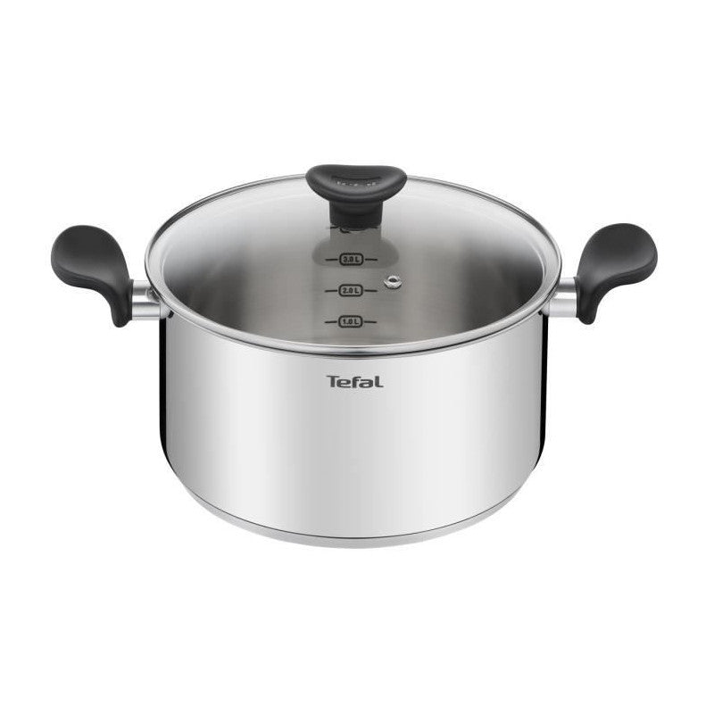 Tefal E3084604 Primary Faitout Inox 24 Cm / 5l + Couvercle/ Compatible Induction Seb