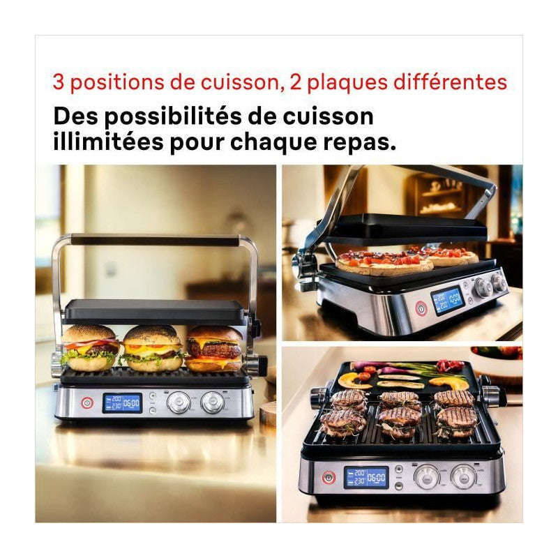 Grill Multifonctions -   - Multi Grill 9 - 2000 W - 3 Positions De Chauffe - Noir / Acier Braun