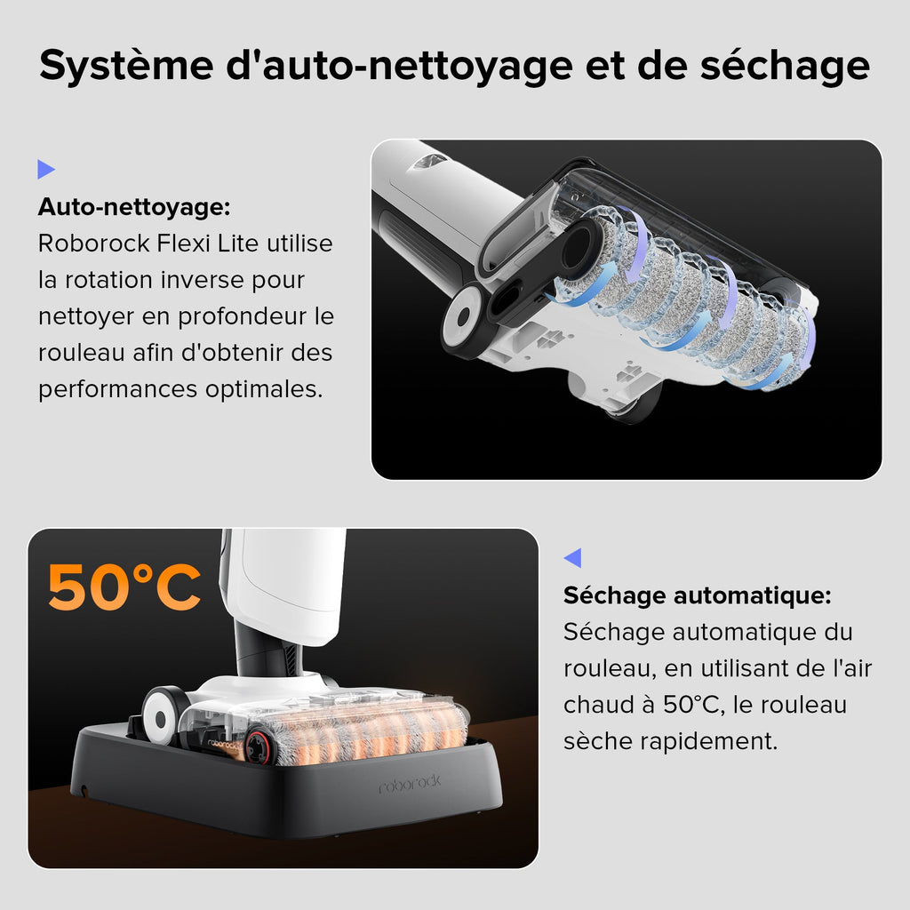 Roborock Flexi Lite aspirateur laveur sans fil sec et humide
